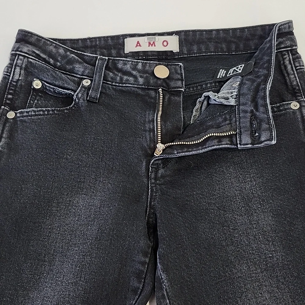 AMO Women's Tie Ankle Jean in Black Magic Jeans Size 25 Mid-Rise Cropped